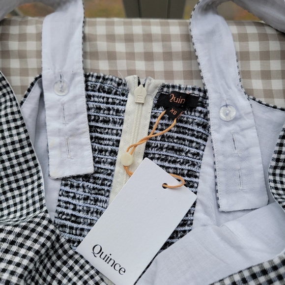 NWT Quince 100% European Linen Fit & Flare Midi Dress, Classic Mini Ginhgham, XS - Picture 7 of 12